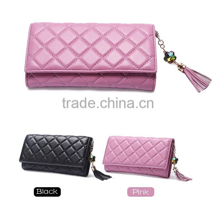 2016 alibaba classic tassels stylish low price black purse and wallets for girls