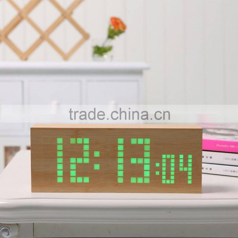 2016 hot sale digital clock home decor LED clcok fashion wood clock table clock with high quality with Dot matrix display