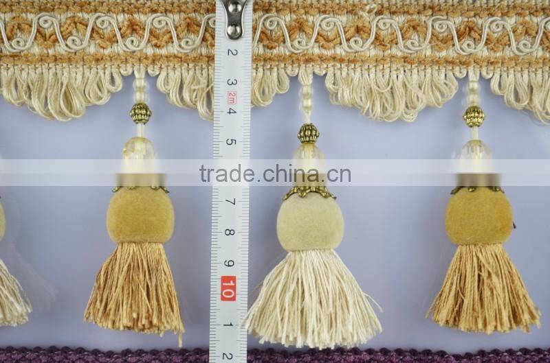 handmade decorative modern elegant red tassel fringe,tassel lace for curtain