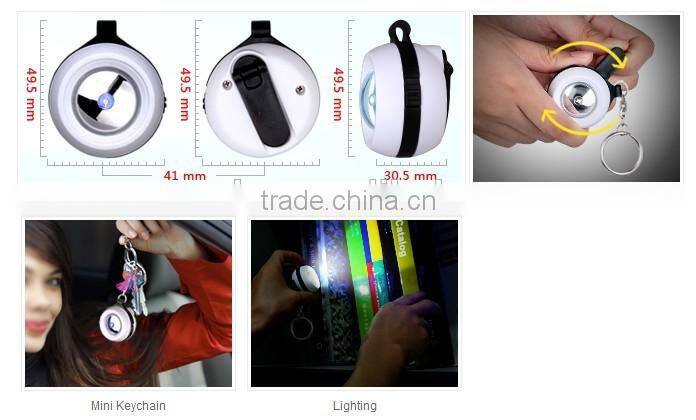 Cheap hand crank plastic flashlight keychain