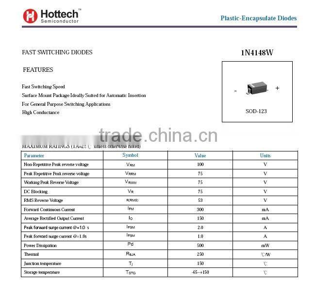 Hottech manufacturer Diodes 1N4148W 1N4148