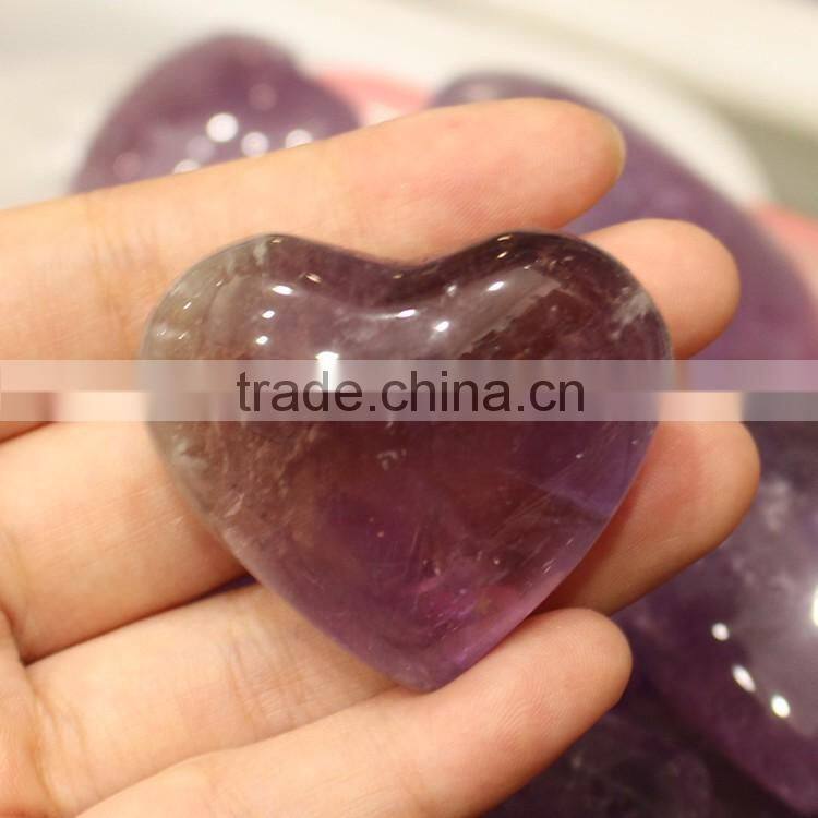 Natural carved amethyst heart shape quartz crystal stone hearts for gift