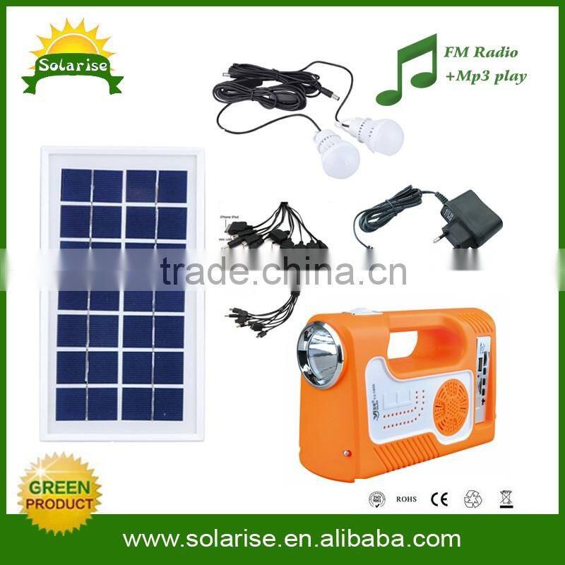 solar home lighting with radio and mp3 USB charging kit solar fence light