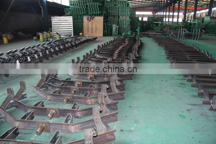 Belt conveyor trough idler roller frame