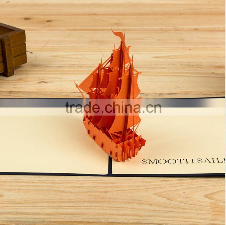 3D ship model greeting card smooth sail memory card