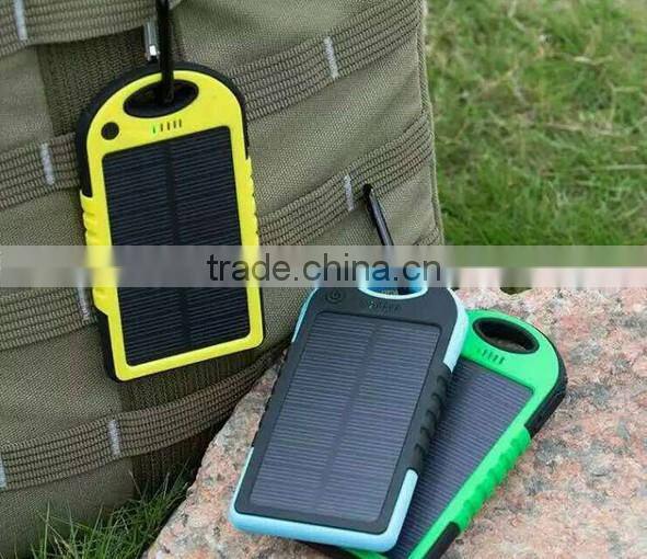 2015 china suppliers solar energy power bank 5000mah waterproof solar power bank