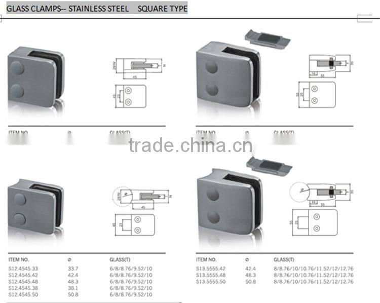 models railing for balconies glass fitting accessories square type glass fitting