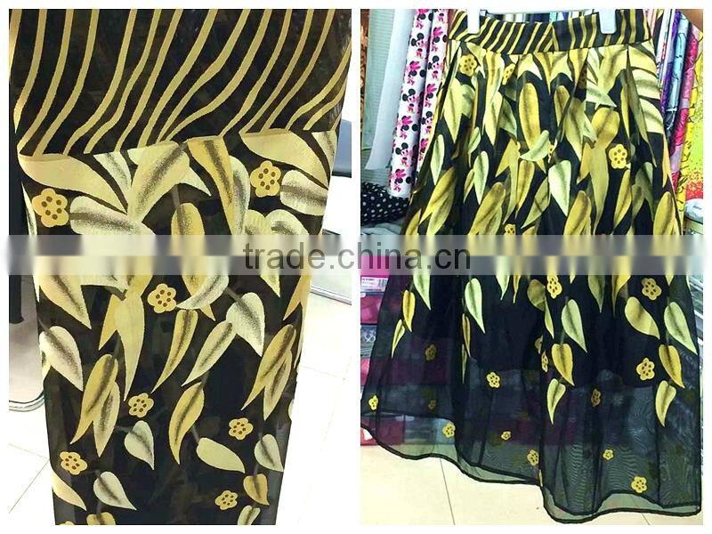 Golden jacquard shine dress fabric gold thread lurex tulle fabric for dresses