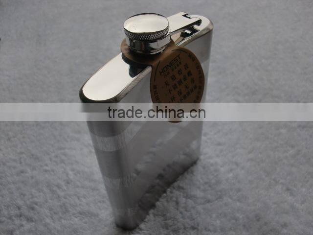 stainless steel hip flask mirror light + drawing senior flagon 8 ounces,wine pot