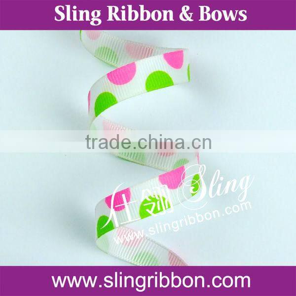 3/8 inch Grosgrain Center Dot Ribbon