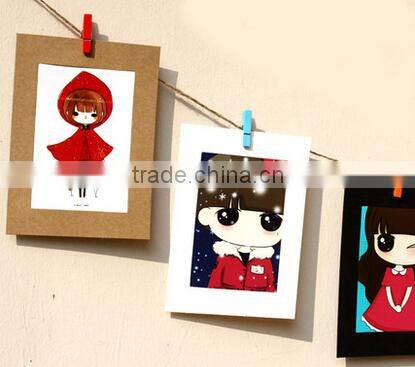 Photo deco Paper frame + Wooden clothespin + Deco string Set_3x5 inch post