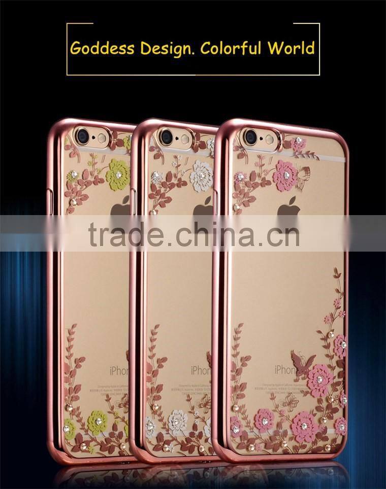 Lovely 3D Soft TPU Cystal Beads Cell Phone Case For iPhone 6/6 plus Wholesale