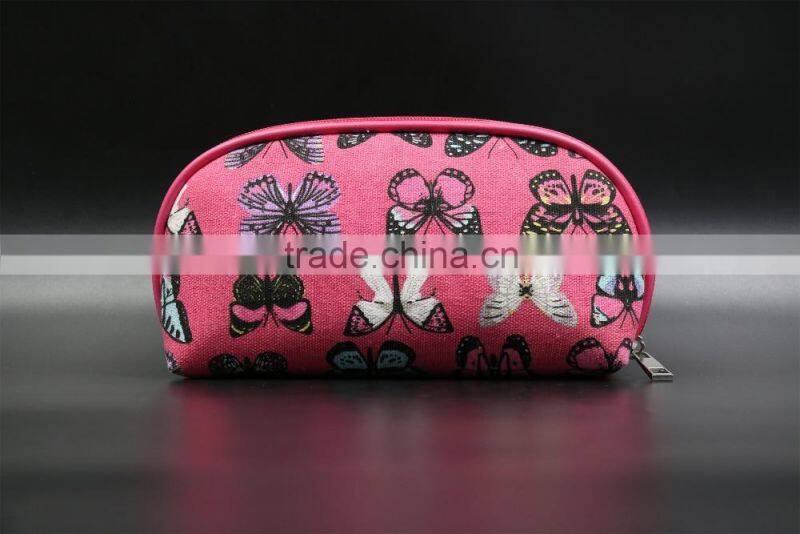 2015 new design wholesale canvas name brand cosmetic bag