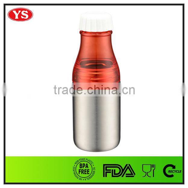 single wall bpa free 500ml plastic and stainless steel soda bottle
