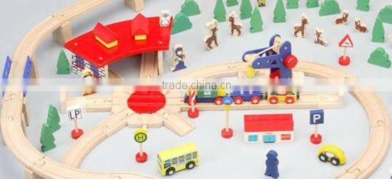 130pcs Wooden Train Set