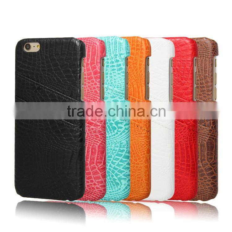 Fashion PU CROCO Mobile Phone Case Cover for iPhone 6 Brown Leather Casing With Two Card Slots