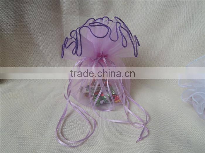 wholesale cheap personalized round organza bag for birthday gift packing
