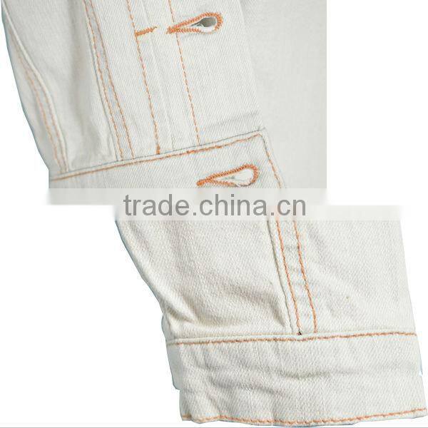 China factory slim fit long sleeve white color wash womens denim shirt hot sale