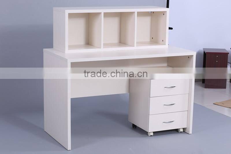 kid blue wooden classic study table storage computer PC