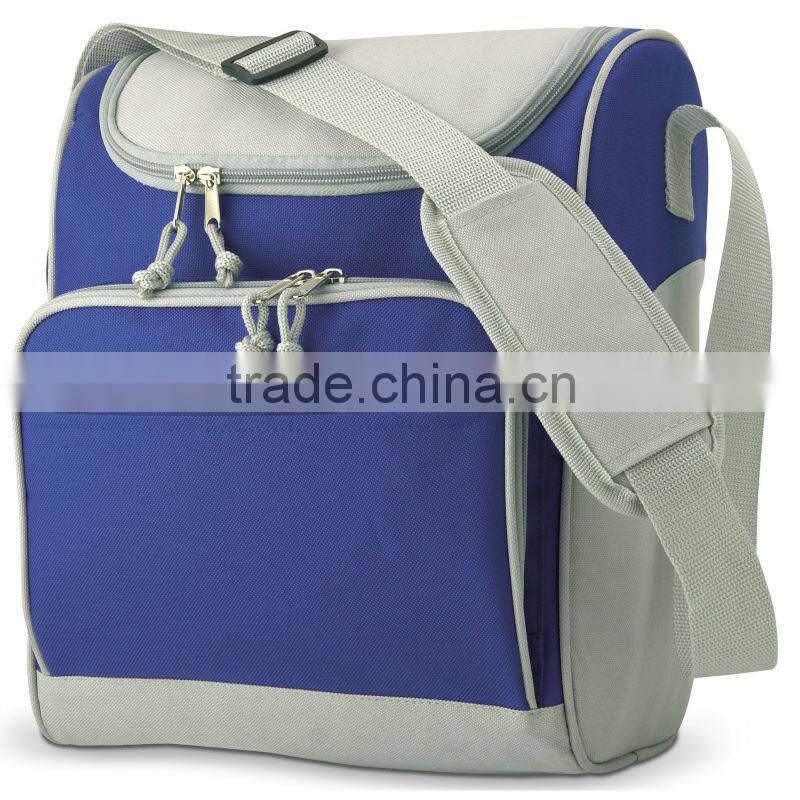Summer Cooler/Cool Bag with zipped front pocket 600D polyester shoulder strap