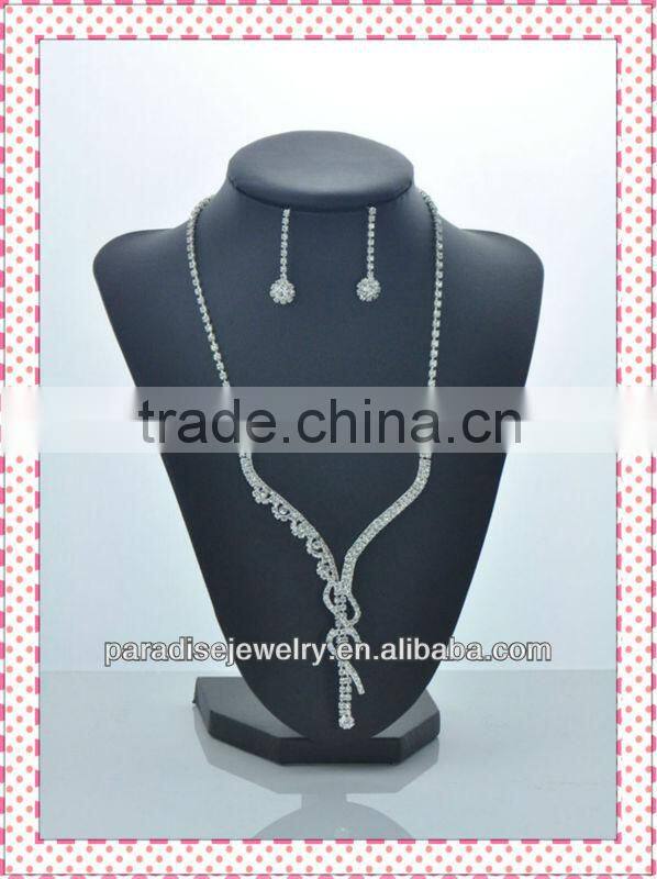 Fashion design Silver Plating YiWu Rhinestone jewelry Necklcae Set-NE24000