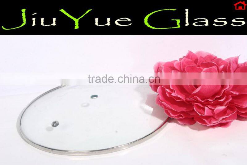transparent tempered glass lid with stainless steel rim