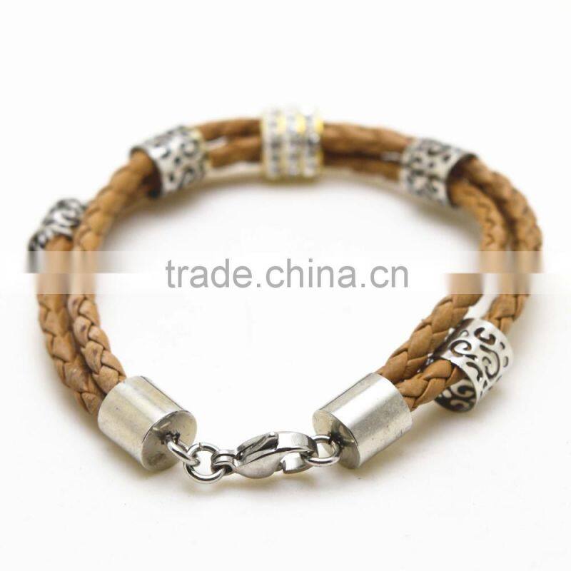100% Genuine Leather 18-21cm Lenght Grenn Women Leather Bracelet Wholesale Cheap Custom Chain Leather