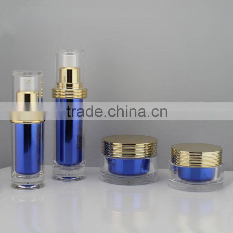 full set of cream jar and bottle in purple color for skin care products