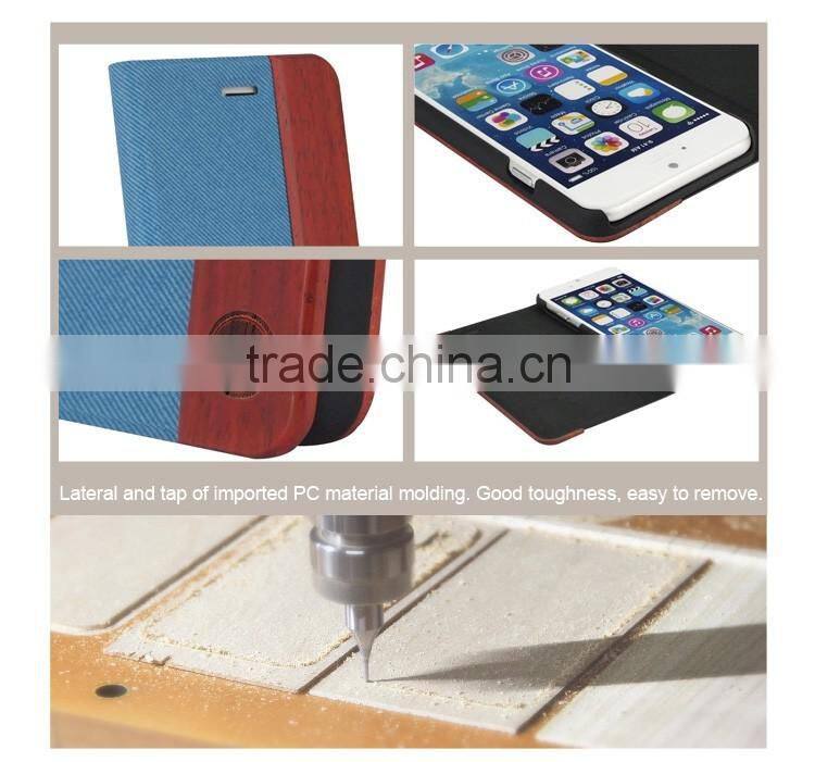 Luxury Flip Leather Case for iPhone 6S,Mobile Accessories Leather Flip Case for iPhone 6, Wooden Stand Phone Cover for iPhone