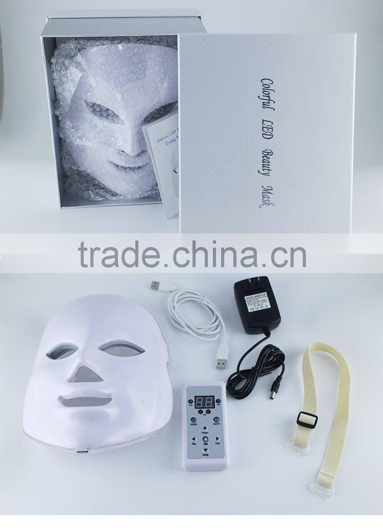 7 colors red/green/blue/white/cyan/purple 3D anti-aging facial mask Led photon treatment PDT acne wrinkle removal machine