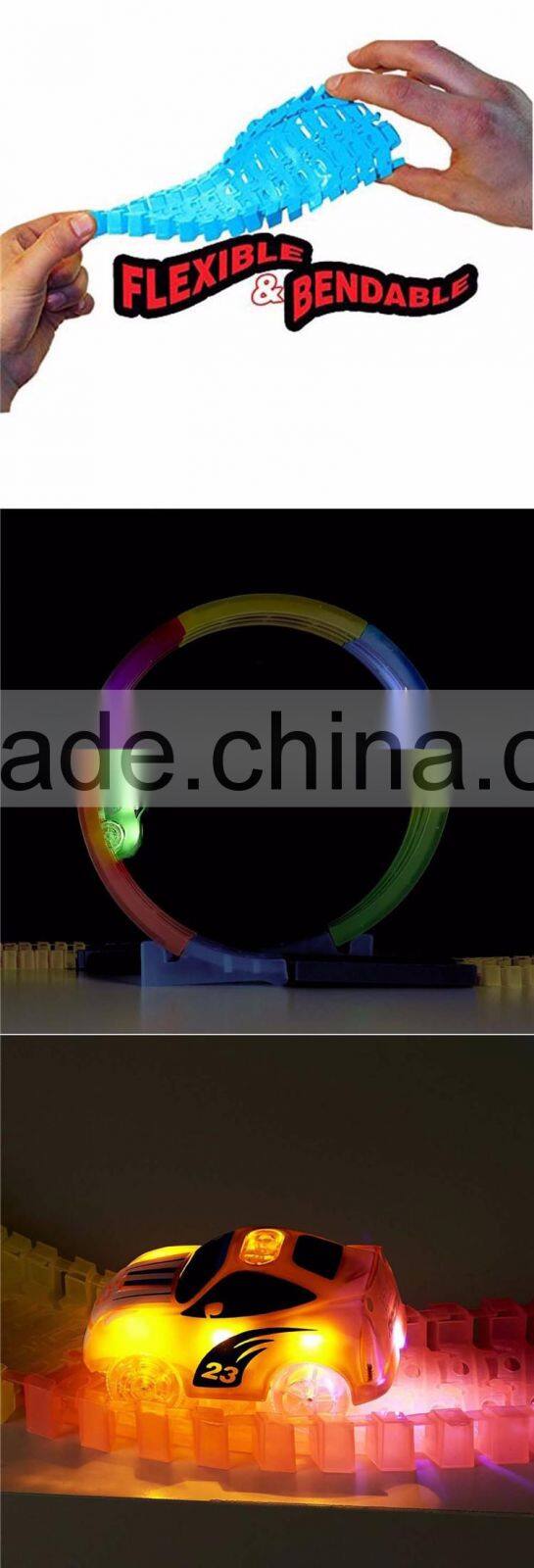 Good Quality Tracks Toys Bending LED Fill Light Toy Mini Car Racing Track Magic Car Track