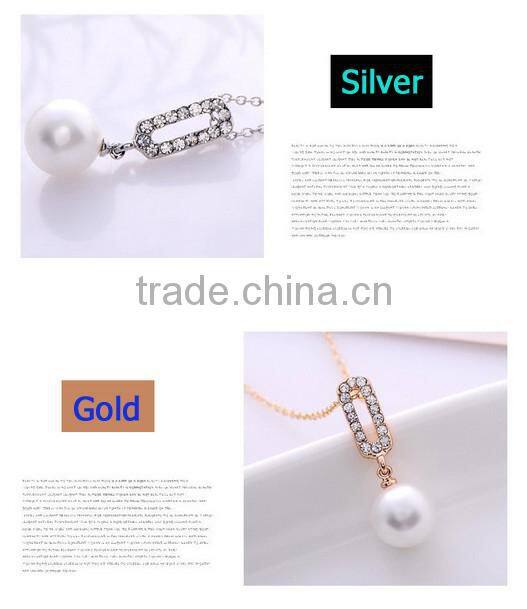 2014 Fashion White Artificial Pearls Long Sweater Chain Charms Necklace Yi Wu China
