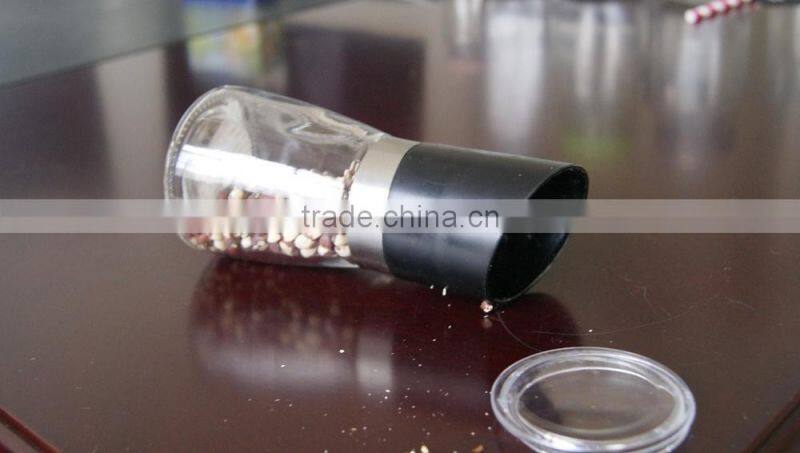 Glass spice bottle with grinder