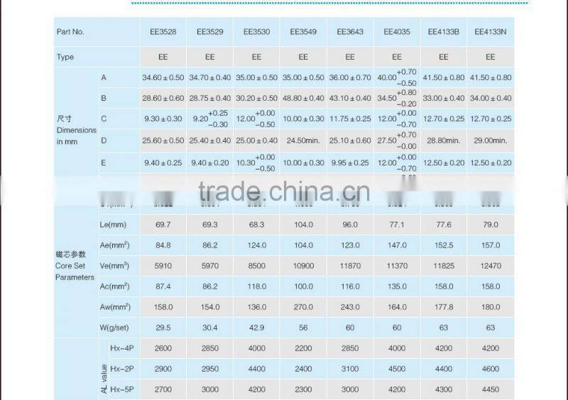 high frequency transformer EE40/8/4 ferrite core
