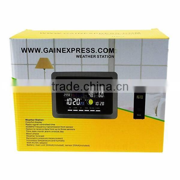 2 Wireless Sensors Weather Station WWVB DCF RCC Indoor Outdoor Temperature Thermometer With air presurre Trend Indicator