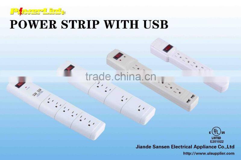 H50001 3 Outlet surge protector with 2 USB charging ports