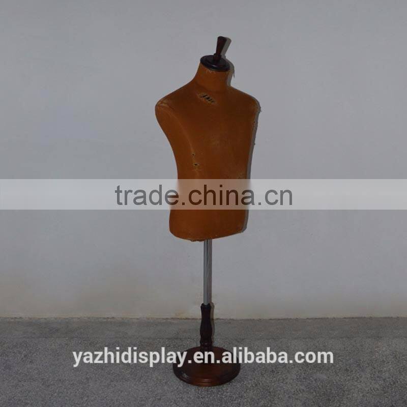 Worn out fabric upper body retro man tailor mannequin display