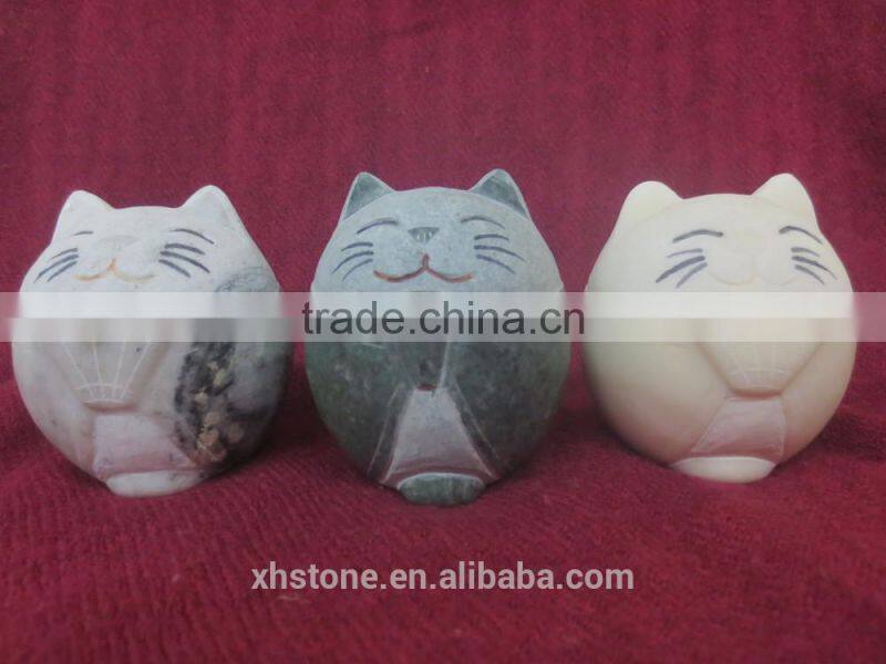 Small cute cat stone scupture for hot sale