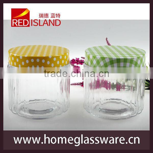 800ml to 2000ml carving pattern glass storage canister with stainless steel lid