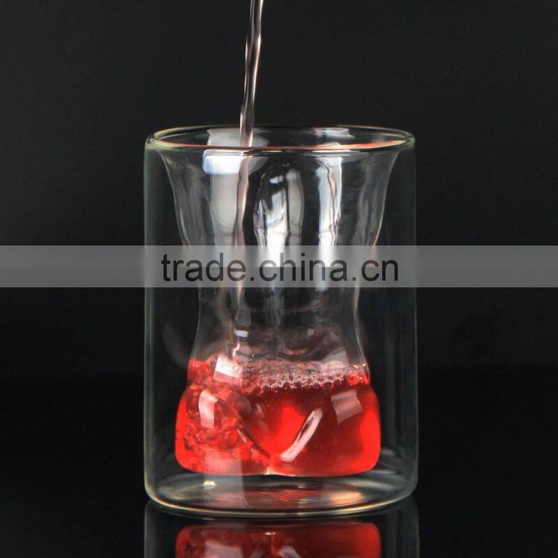 Customized Strong men double wall glass cup
