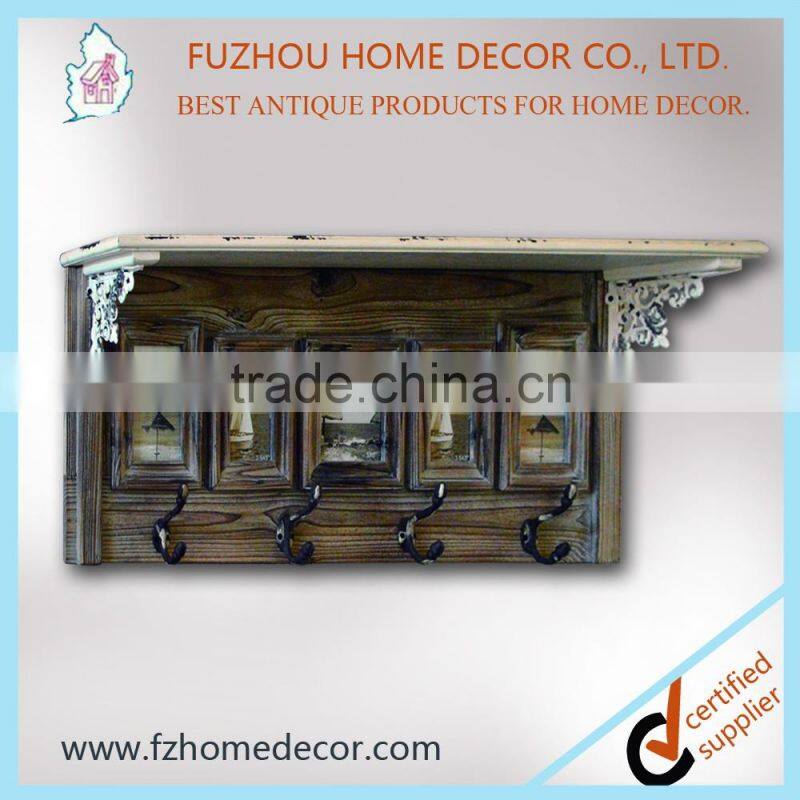 2016 classical antique wooden wall shelf with drawer