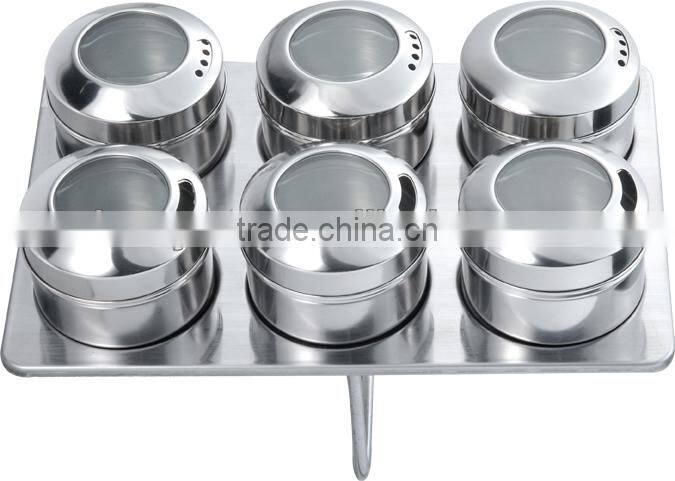 stainless steel condiment set with stand , 6pcs condiment set with mirror polishing,stainless steel spice container with ss rack