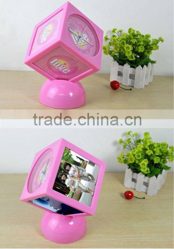 Supply creative fashion multifunction cube photo frame & alarm clock