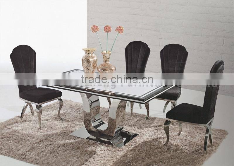 U Shape Marble Mirrored Console Table