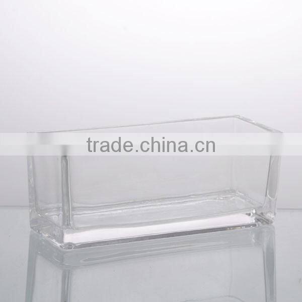 25cm/20cm length clear hande made home decor sqnare vase