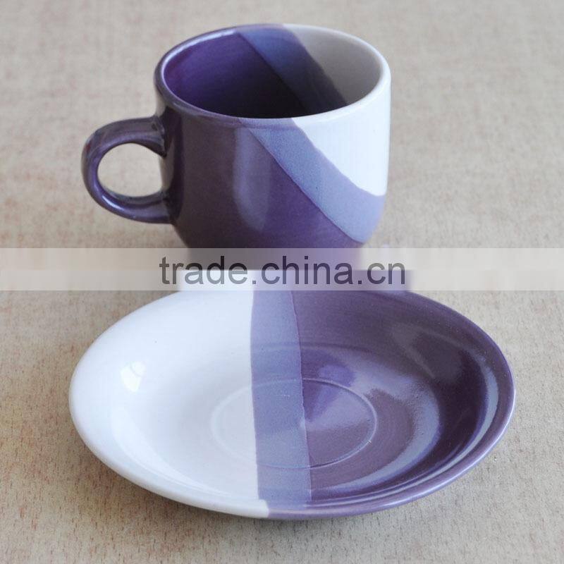 White Color 220CC Stoneware Cup and Saucer