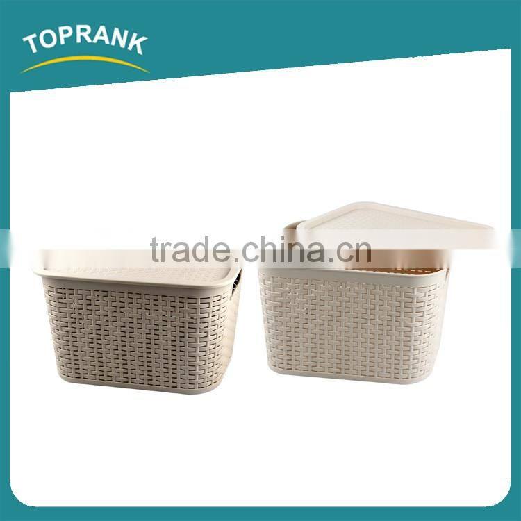 Toprank New Product Eco-Friendly Weave PP Toy Storage Box Living Room Storage Box With Lid For Clothes Shoes