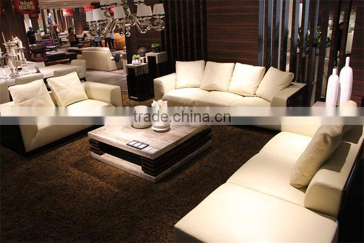 high quality luxury furniture top grain leather sectional sofa set
