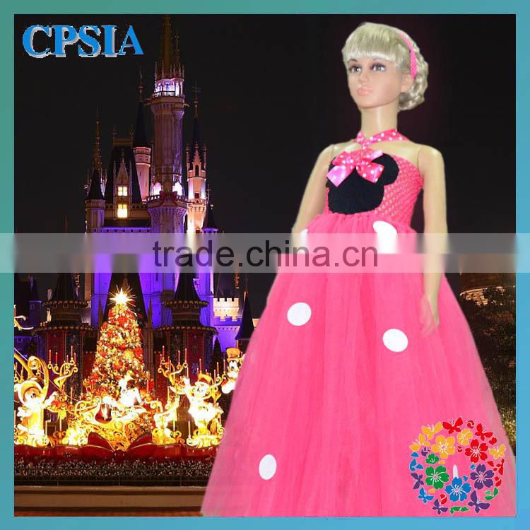 wholesale kids girls evening dresses white tutu long tulle dress with funny pattern cute baby girls birthday dress wear