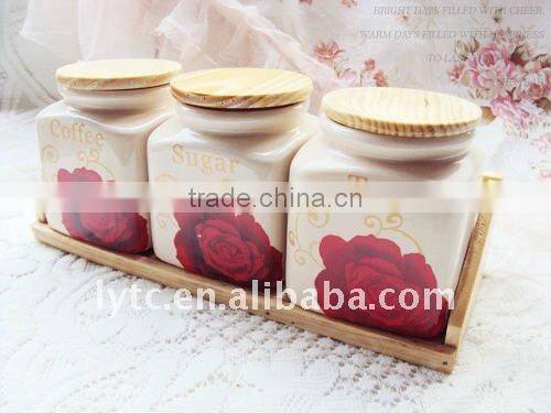 Factory direct wholesale 3pcs decorative ceramic canister set